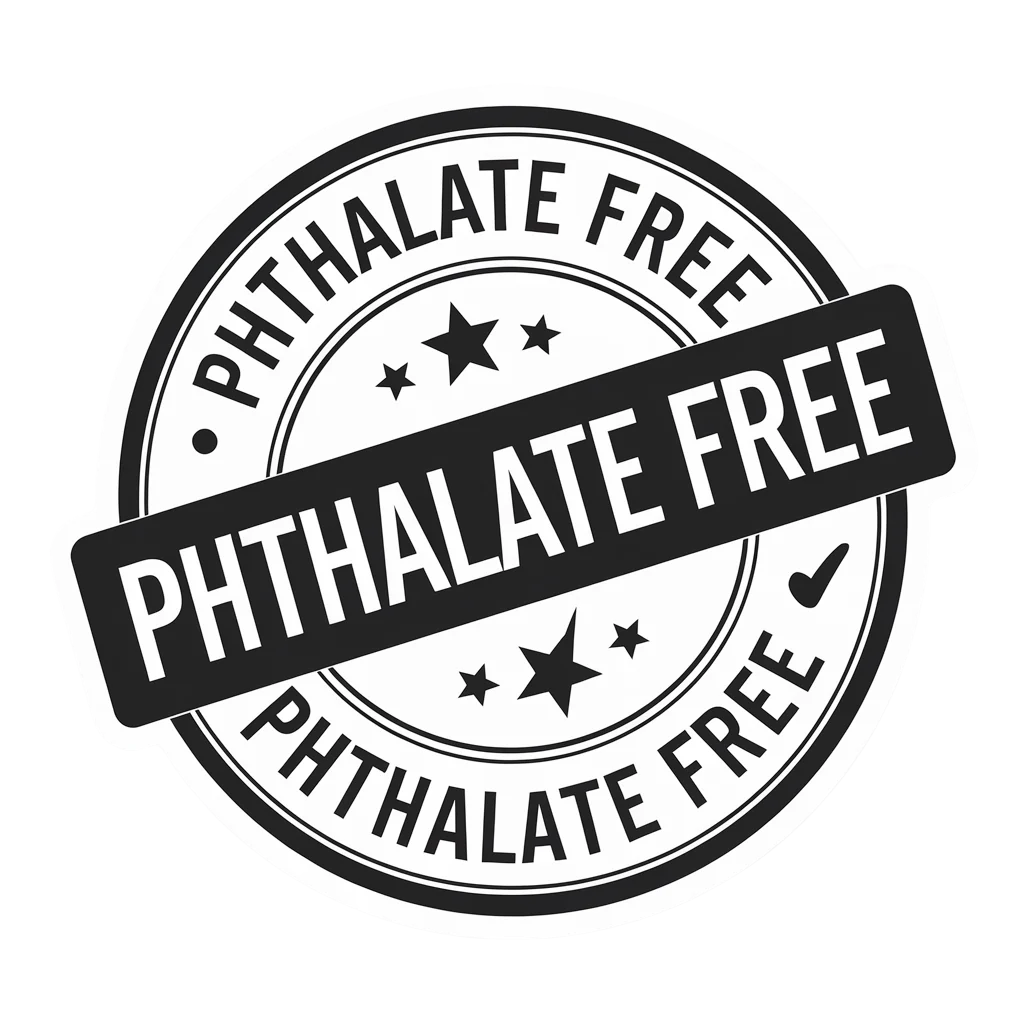 A circular black and white seal with the words "PHTHALATE FREE" repeated along the top and bottom edges features prominently, with a bold diagonal banner across the center also reading "PHTHALATE FREE." Stars adorn the seal, underscoring Diaz Beez's BeeFIERCE Fragrance Spray's commitment to delivering a bold, phthalate-free scent.