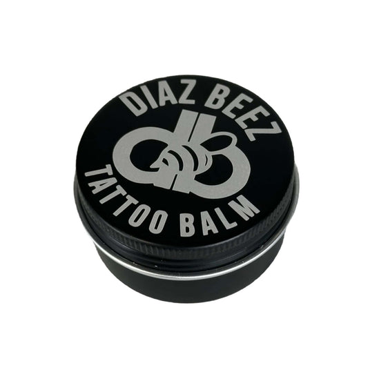Diaz Beez Tattoo Balm container, all-natural tattoo care product.