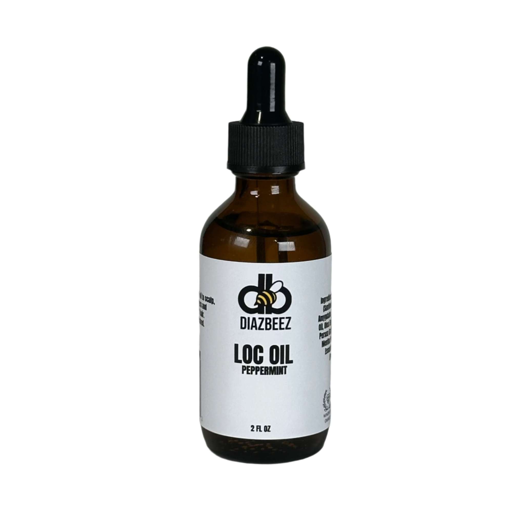 Diaz Beez Loc Oil bottle with peppermint for hydration and shine.