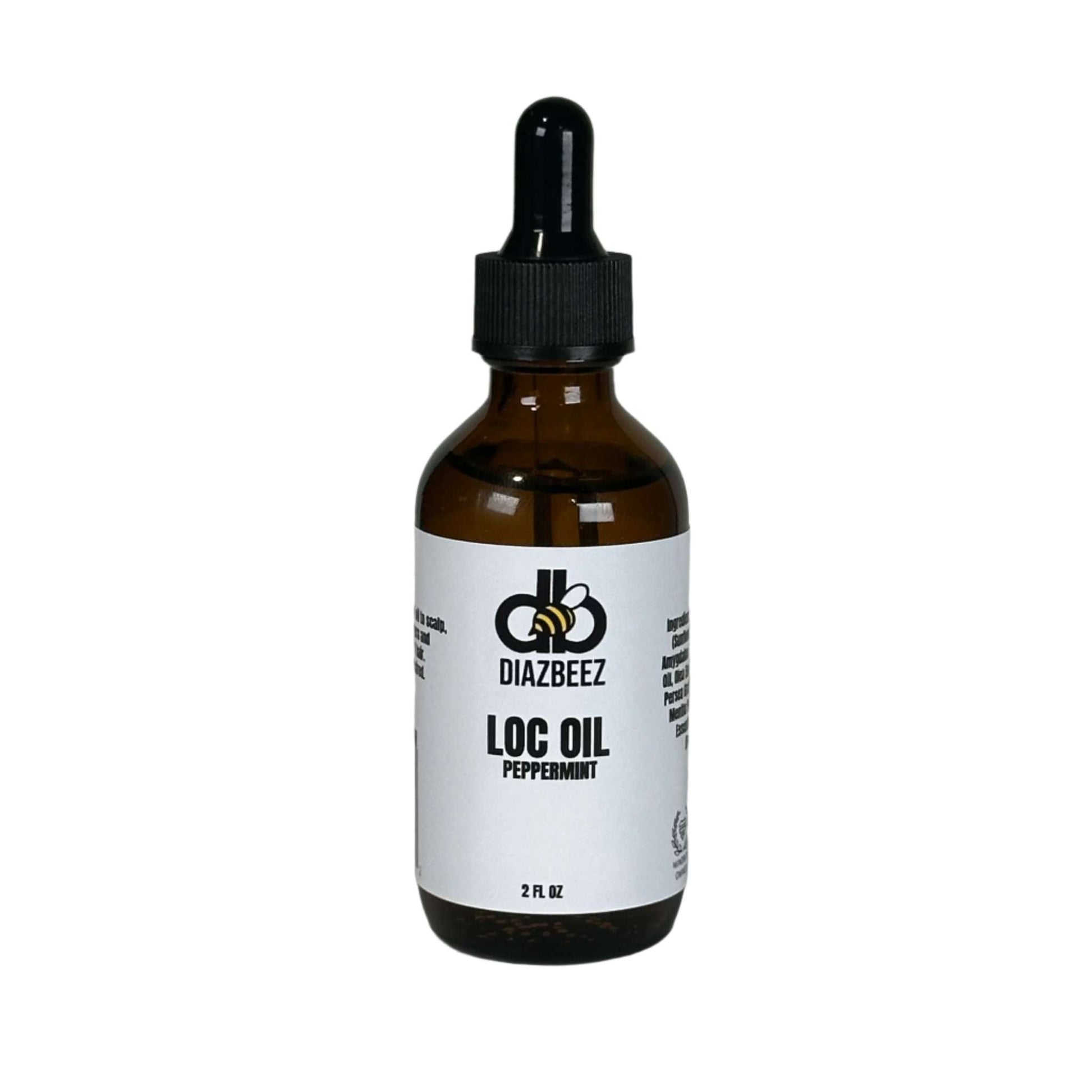 Diaz Beez Loc Oil bottle with peppermint for hydration and shine.