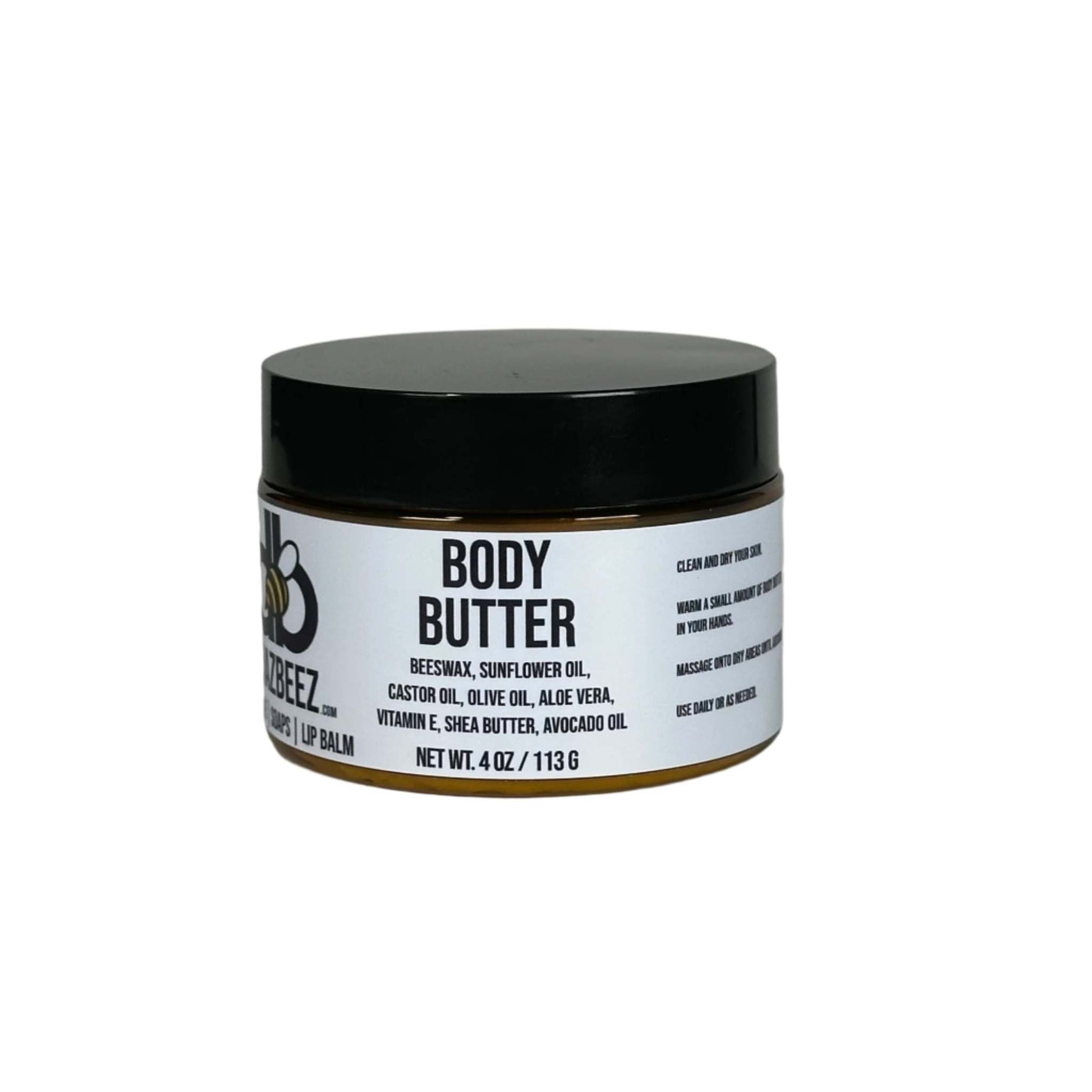 Body Butter - Fragrance Free, Diaz Beez, 4oz container, hydrating skincare product.