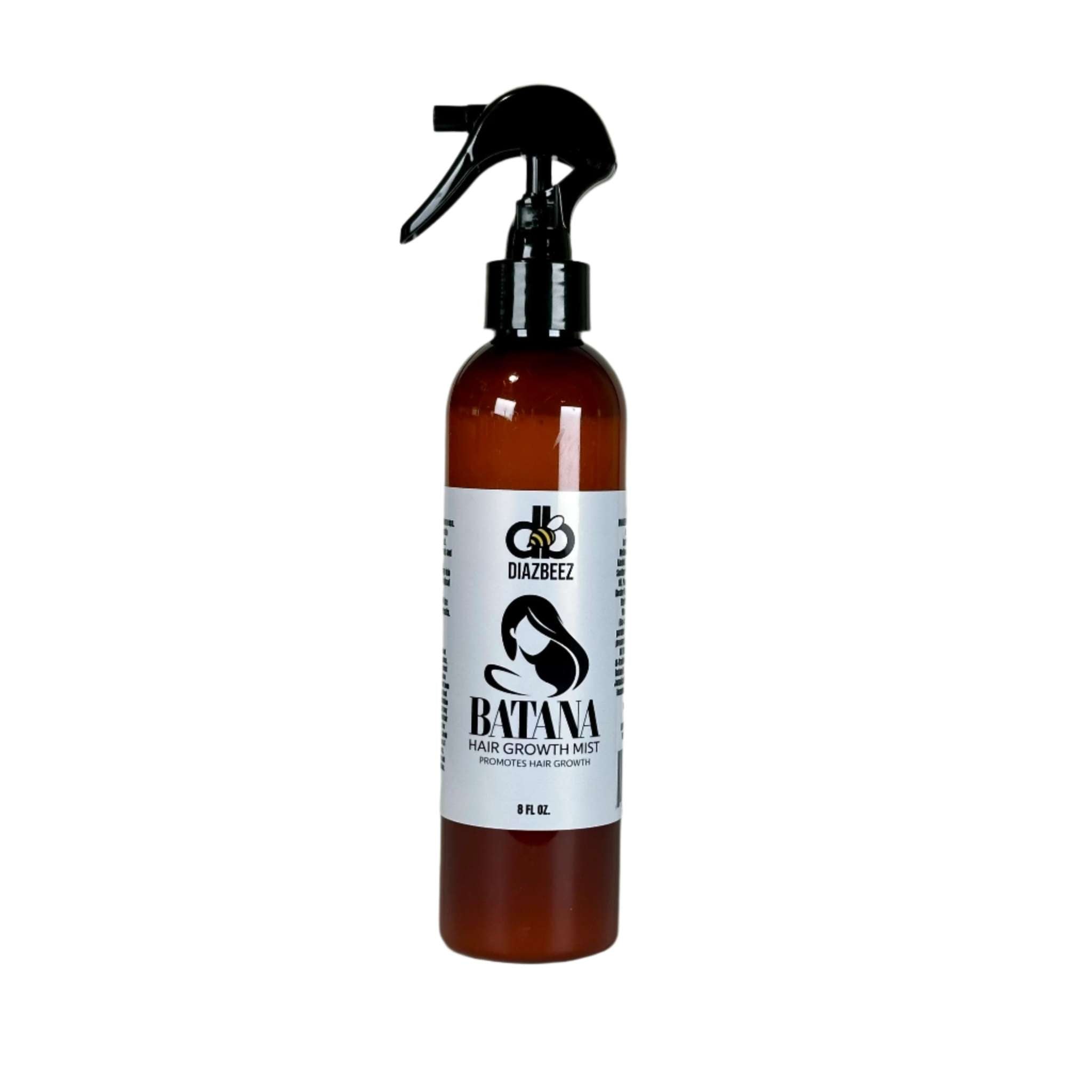 Batana Stimulating Hair Growth Mist bottle with spray nozzle, promotes hair growth and shine.
