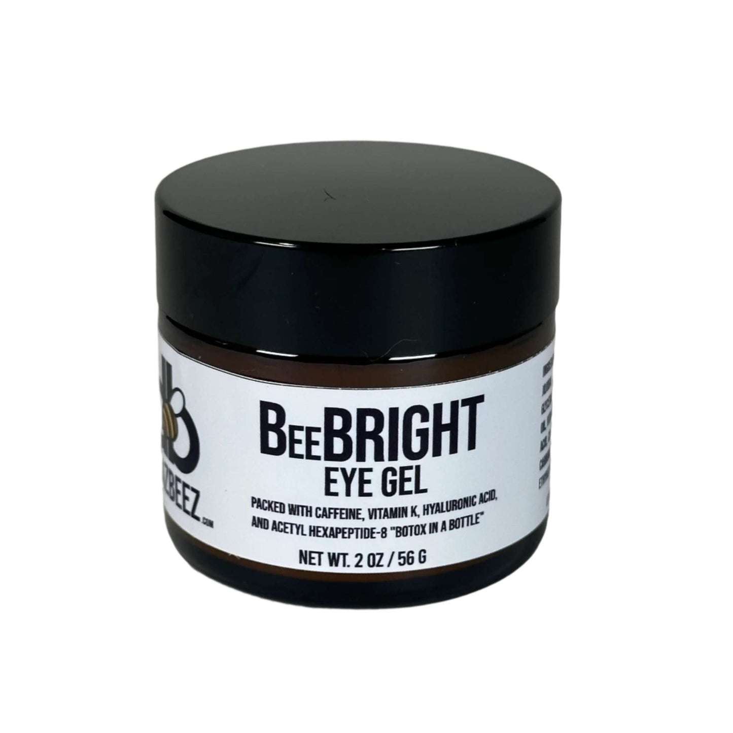 BeeBRIGHT Eye Gel in a 2oz jar for brightening, de-puffing, and smoothing under-eye skin.