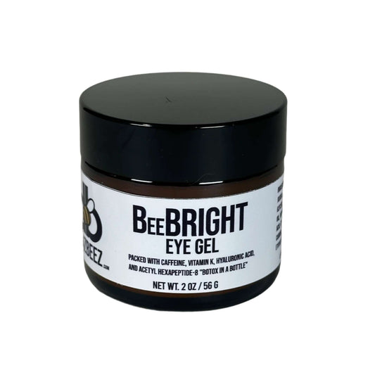 BeeBRIGHT Eye Gel in a 2oz jar for brightening, de-puffing, and smoothing under-eye skin.