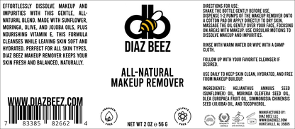Diaz Beez All-Natural Makeup Remover logo featuring a stylized bee design.