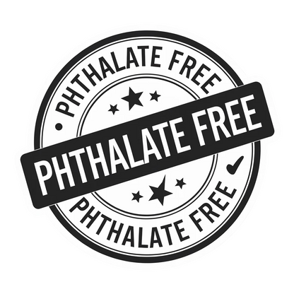 A circular black and white seal with the words "PHTHALATE FREE" repeated along the top and bottom edges features prominently, with a bold diagonal banner across the center also reading "PHTHALATE FREE." Stars adorn the seal, underscoring Diaz Beez's BeeFIERCE Fragrance Spray's commitment to delivering a bold, phthalate-free scent.